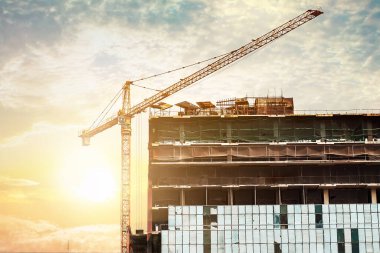 Bu vinçler yapımında kullanıldı ve resimde güneş ışığı alan bir inşaat alanı vardı..