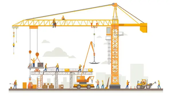 stock image Essential Crew Roles and Equipment for Tower Crane Installation