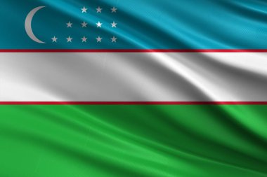 3B Görüntü Özbekistan İpek Kumaşında Bayrak Örme