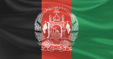 Afganistan bayrağı havada dalgalanıyor.