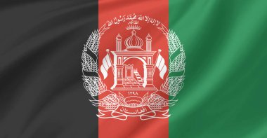 Afganistan bayrağı havada dalgalanıyor.