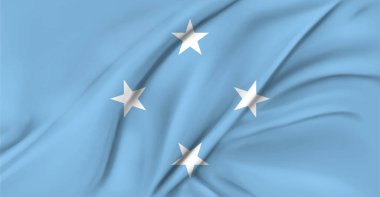 Mikronezya Birleşik Devletleri bayrağı havada dalgalanıyor.