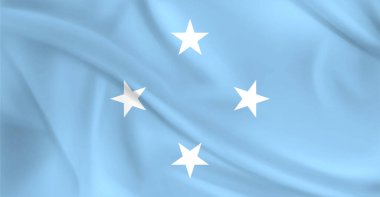 Mikronezya Birleşik Devletleri bayrağı havada dalgalanıyor.