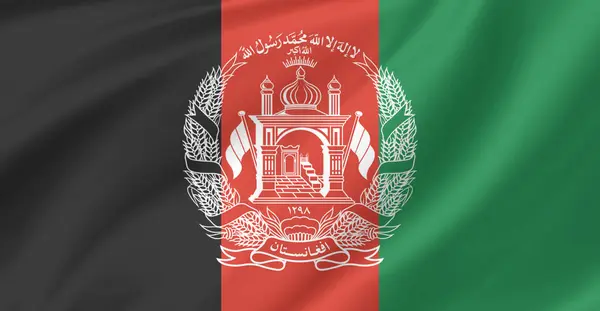 Afganistan bayrağı havada dalgalanıyor.