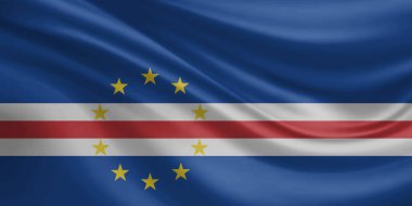 Cape Verde Bayrak Rüzgarı Yakından Dalgalanır