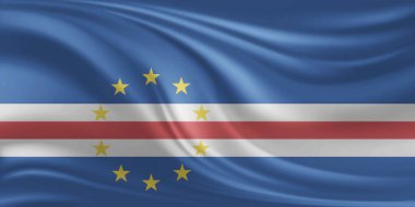 Cape Verde Bayrak Rüzgarı Yakından Dalgalanır