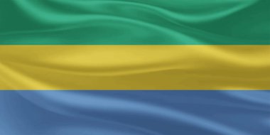 Gabon Bayrak Rüzgarı Yakından Dalgalanır