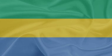 Gabon Bayrak Rüzgarı Yakından Dalgalanır