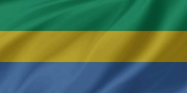 Gabon Bayrak Rüzgarı Yakından Dalgalanır