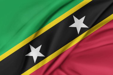 Saint Kitts ve Nevis Bayrak Rüzgarı Yakından Dalgalanır