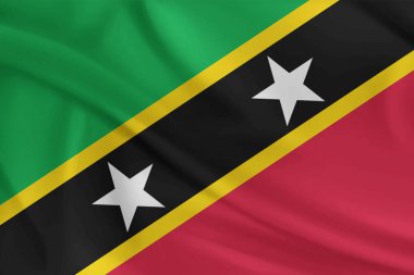 Saint Kitts ve Nevis Bayrak Rüzgarı Yakından Dalgalanır