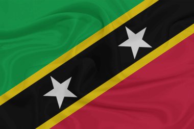 Saint Kitts ve Nevis Bayrak Rüzgarı Yakından Dalgalanır