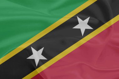 Saint Kitts ve Nevis Bayrak Rüzgarı Yakından Dalgalanır