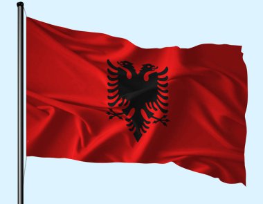 Arnavutluk Bayrak Rüzgarı Direğiyle Dalgalanıyor
