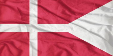 Danimarka bayrağı sallayarak yakın çekim