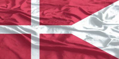 Danimarka bayrağı sallayarak yakın çekim