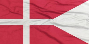 Danimarka bayrağı sallayarak yakın çekim