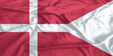 Danimarka bayrağı sallayarak yakın çekim