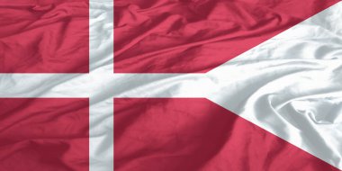 Danimarka bayrağı sallayarak yakın çekim