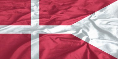 Danimarka bayrağı sallayarak yakın çekim