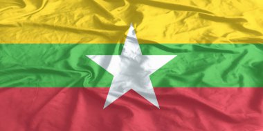 Myanmar Flag Waving Close Up clipart