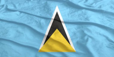 Saint Lucia Bayrak Rüzgarı Yakından Dalgalanıyor