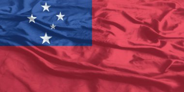 Samoa Bayrak Rüzgarı Yakından Dalgalanıyor