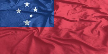 Samoa Bayrak Rüzgarı Yakından Dalgalanıyor