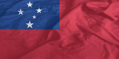 Samoa Bayrak Rüzgarı Yakından Dalgalanıyor
