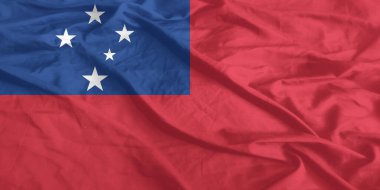 Samoa Bayrak Rüzgarı Yakından Dalgalanıyor