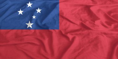 Samoa Bayrak Rüzgarı Yakından Dalgalanıyor