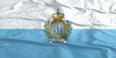 San Marino Bayrak Rüzgarı Yakından Dalgalanır