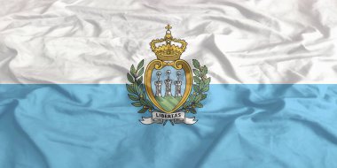 San Marino Bayrak Rüzgarı Yakından Dalgalanır