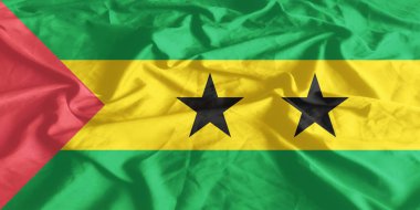 Sao Tome ve Principe Flag Wind Yakından Dalgalanır