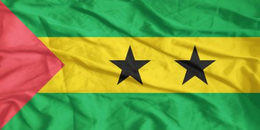 Sao Tome ve Principe Flag Wind Yakından Dalgalanır