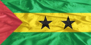 Sao Tome ve Principe Flag Wind Yakından Dalgalanır