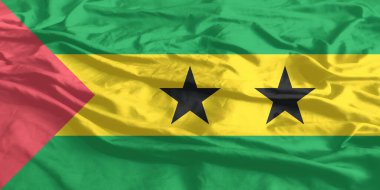 Sao Tome ve Principe Flag Wind Yakından Dalgalanır