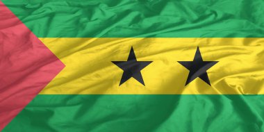 Sao Tome ve Principe Flag Wind Yakından Dalgalanır