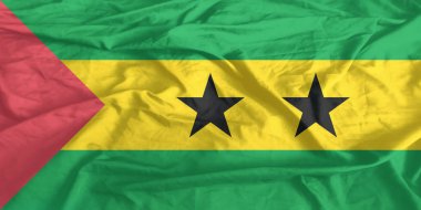 Sao Tome ve Principe Flag Wind Yakından Dalgalanır