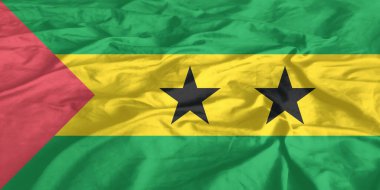 Sao Tome ve Principe Flag Wind Yakından Dalgalanır