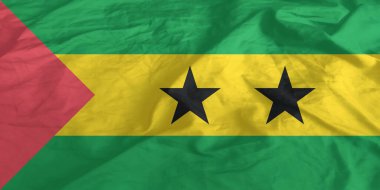Sao Tome ve Principe Flag Wind Yakından Dalgalanır