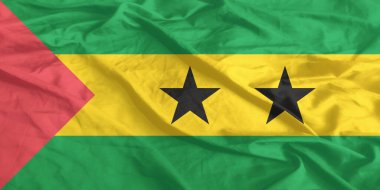 Sao Tome ve Principe Flag Wind Yakından Dalgalanır