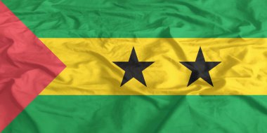 Sao Tome ve Principe Flag Wind Yakından Dalgalanır