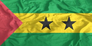 Sao Tome ve Principe Flag Wind Yakından Dalgalanır