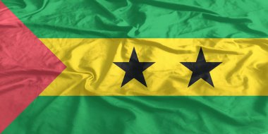 Sao Tome ve Principe Flag Wind Yakından Dalgalanır