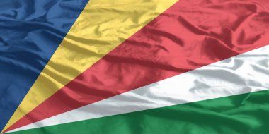 Seyşeller Bayrak Rüzgarı Yakından Dalgalanır