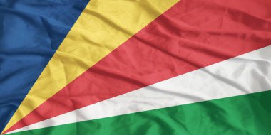 Seyşeller Bayrak Rüzgarı Yakından Dalgalanır