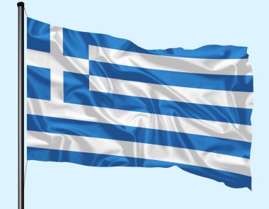 Yunanistan Direğiyle Dalgalanan Bayrak Rüzgarı
