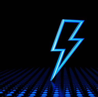Yıldırım. Mavi ışıklı yıldırım işareti. elektrik şimşek simgesi