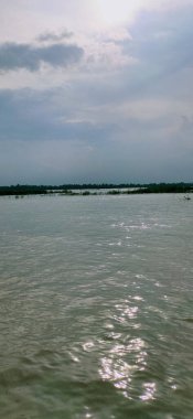 Güneşin altındaki parlak güneş ışığının altında güzel bir denize yakın çekim